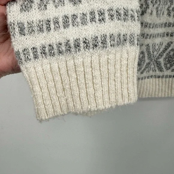J.Jill Womens‎ Sweater Large Ivory Gray Fair Isle Crewneck Knit Pullover - Picture 9 of 13